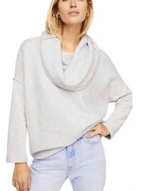 Free People Oversized Huntington Fleece Pullover Sweatshirt Sweater